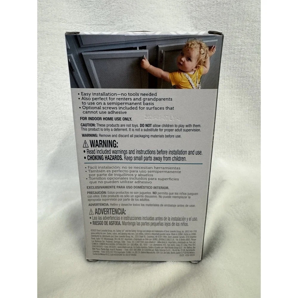 Safety 1st Adhesive Cabinet Safety Latch - 4 Pack White
